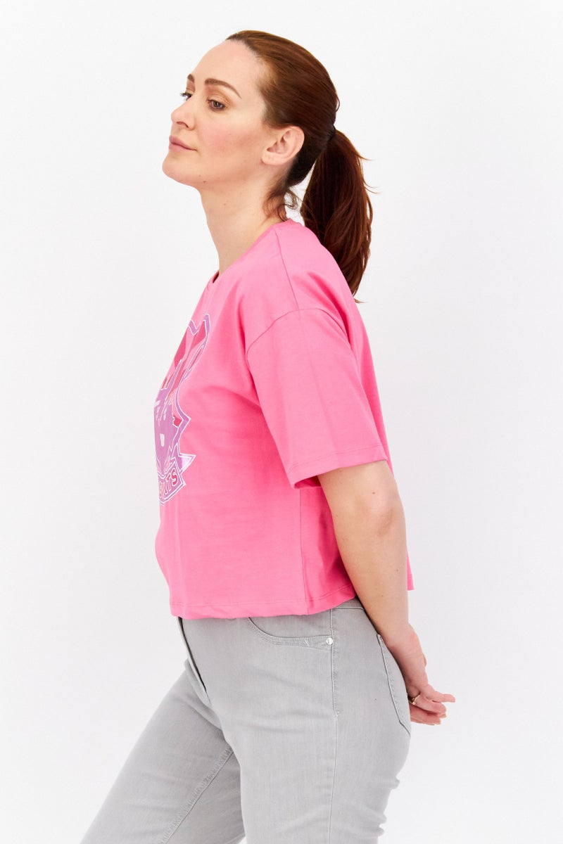 Harry Potter Women Round Neck Short Sleeve Graphic Print T-Shirt, Pink - Image 4